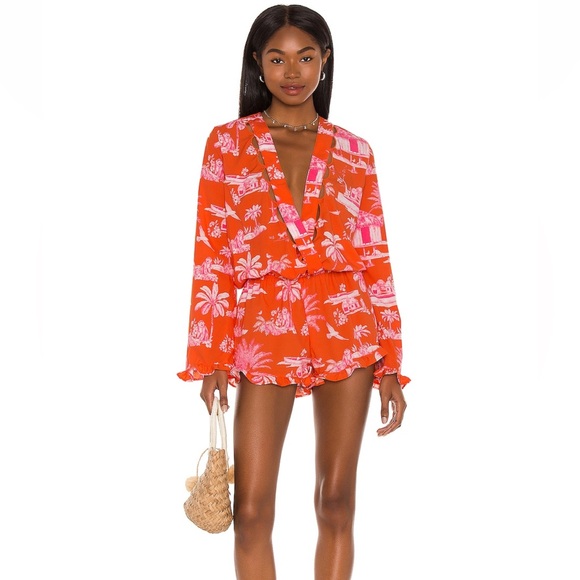 Agua Bendita Red and Pink Swim Coverup - Picture 1 of 7